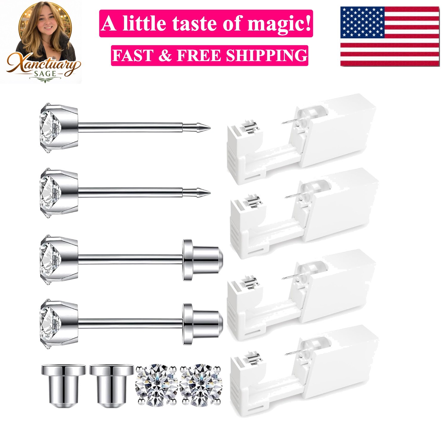 Ear Piercing Kit | Disposable Ear Piercing Gun Kit Made in 316L Surgical Stai...