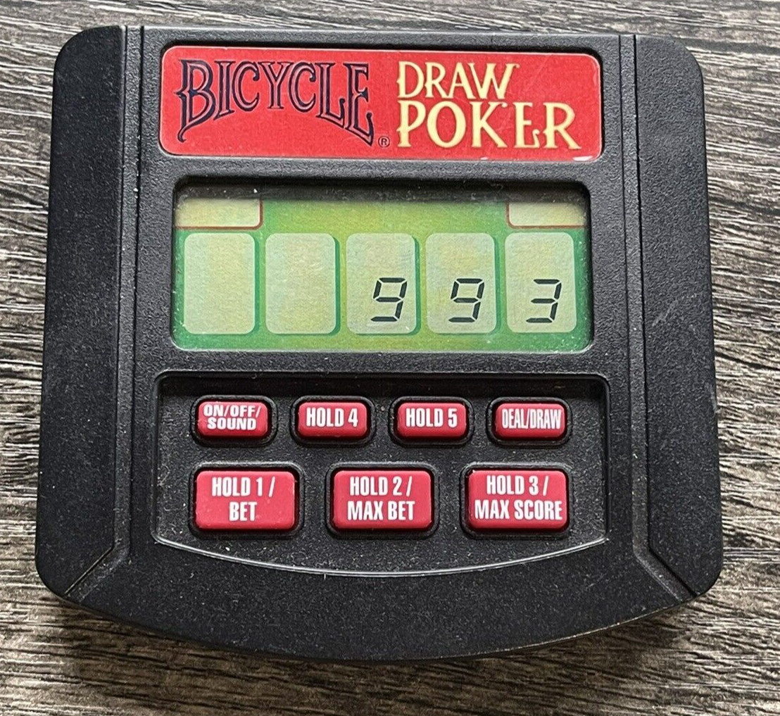 Tiger Electronics Bicycle Poker Handheld Electronic Game 1994 Draw Poker Works