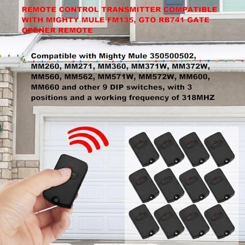 12 Pcs Gate Opener Remote Compatible with Mighty Mule RB741 Gate Control Remote