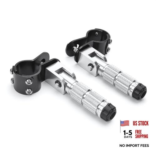 M8 Motorcycle Foot Pegs 90° Foldable Footrests Fit 1.22-1.29in for Silver