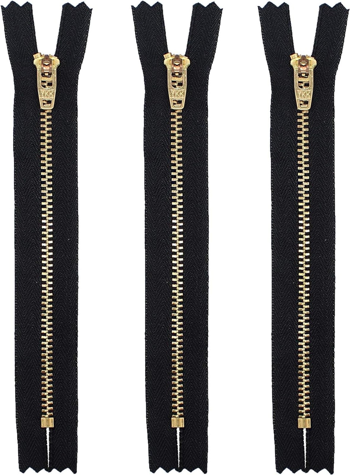 7" YKK Pants Brass Zipper #4.5 - Black (3 Zippers)