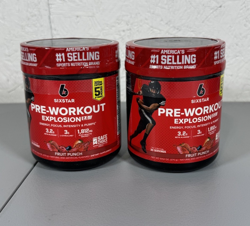 2 - New Six Star Pre-Workout Explosion 2.0 Fruit Punch - 9.52oz Each Exp. 6/5/27