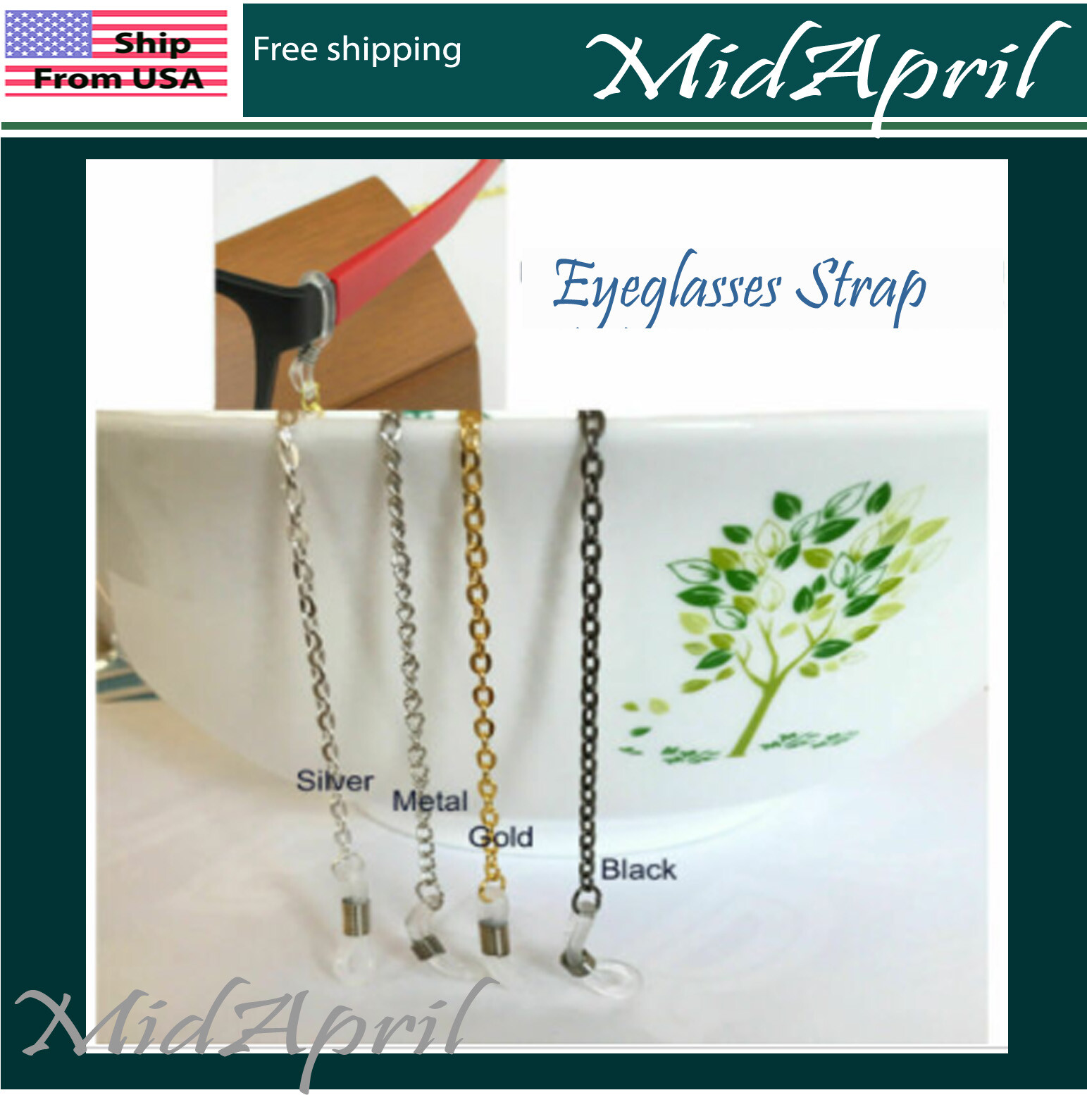 Eyeglasses Strap Neck Cord metal Glasses String Chain Cord Holder