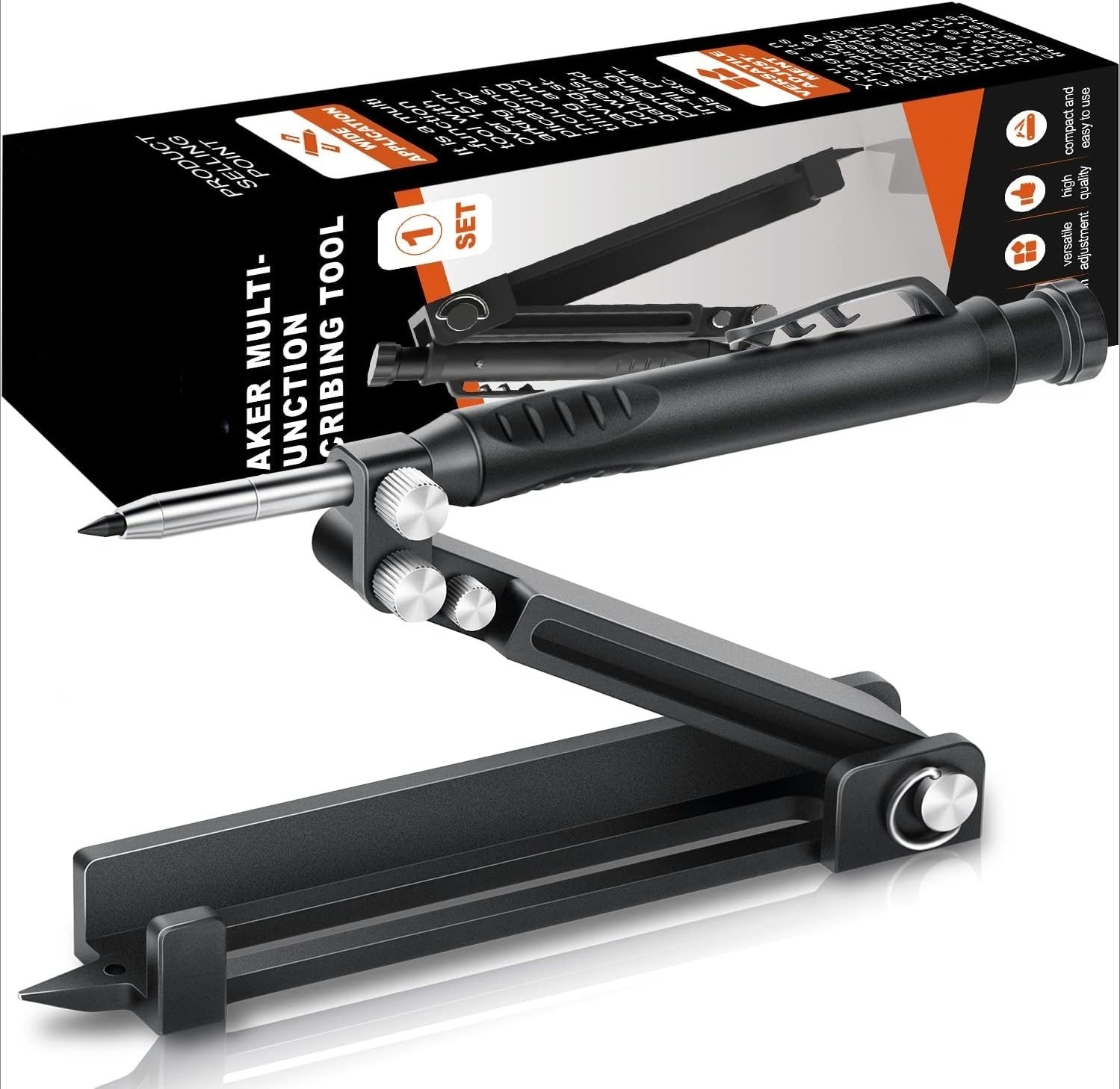 Multi-purpose marking tool -- Aluminium alloy marking tool with deep-well pencil