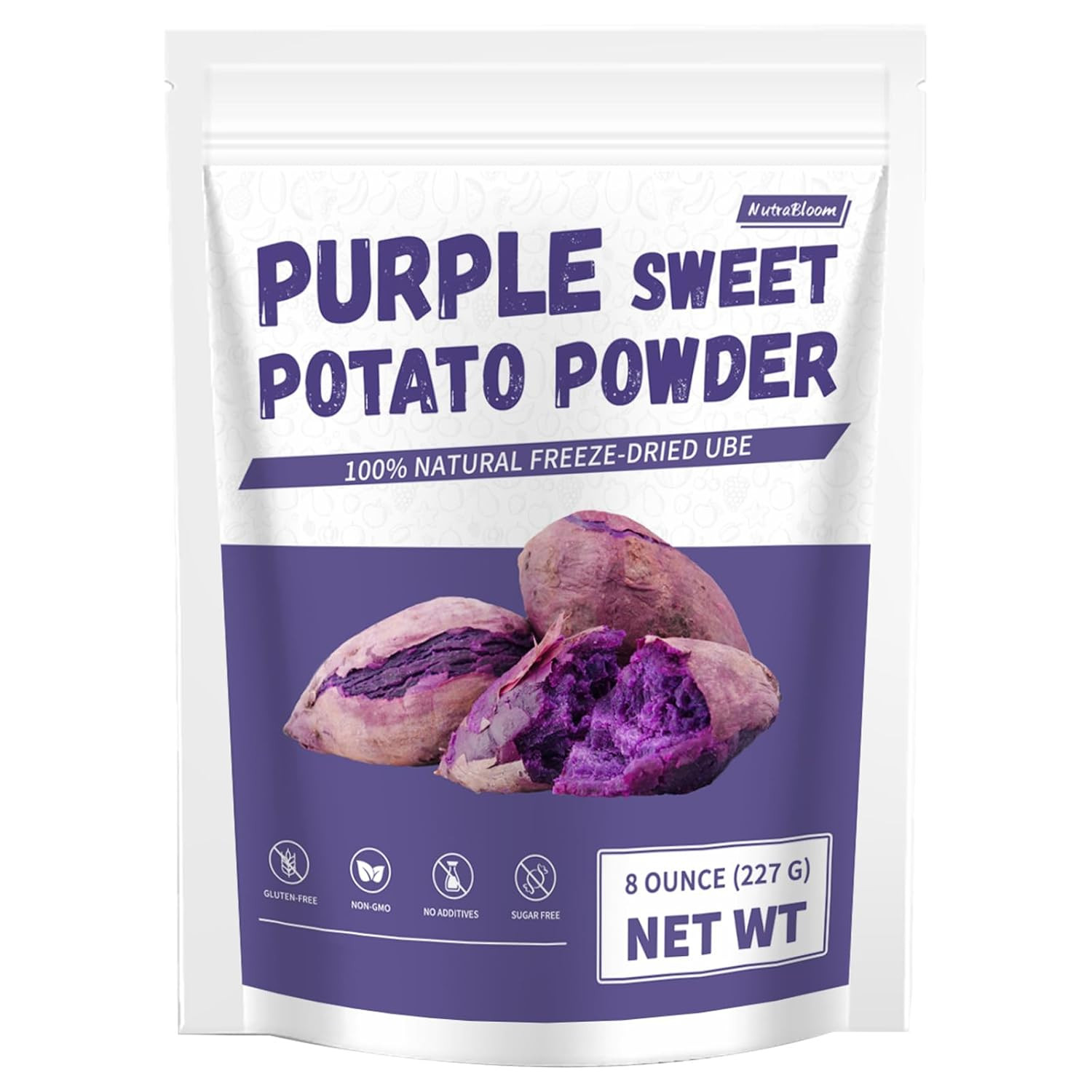 Nutrabloom Purple Sweet Potato Powder, 8 Oz, Natural Food Coloring, Ube Powder,
