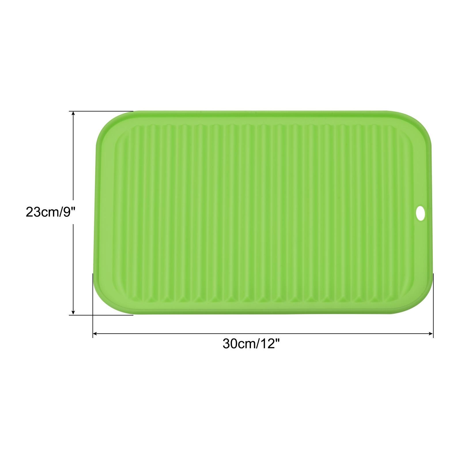 Silicone Dish Drying Mat 12" x 9" Reusable Sink Drain Pad Green