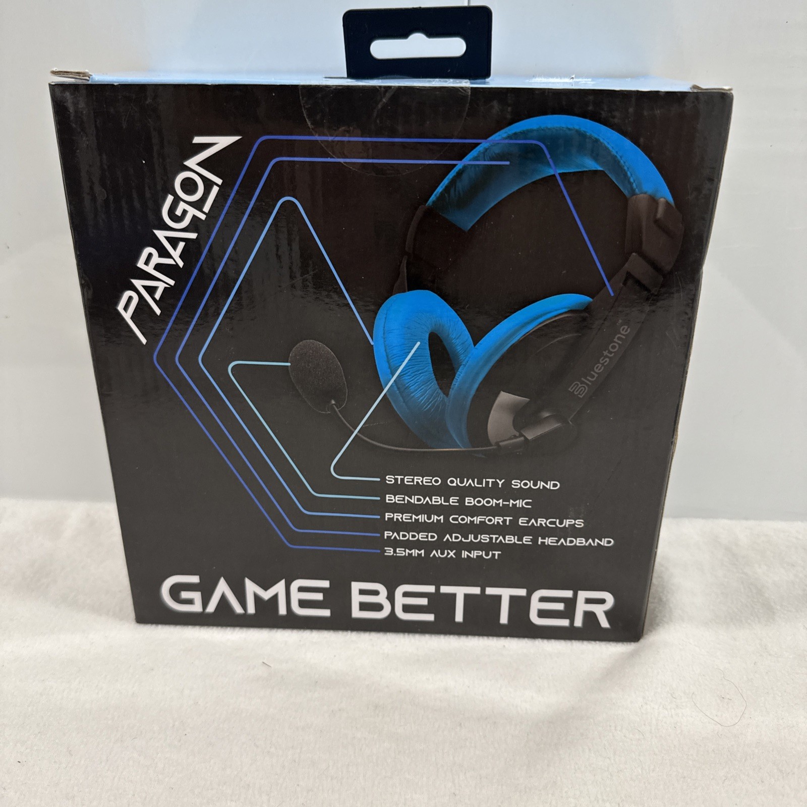 NIB Paragon Stereo Gaming Headphones with Boom Mic Ships Free Black/Blue