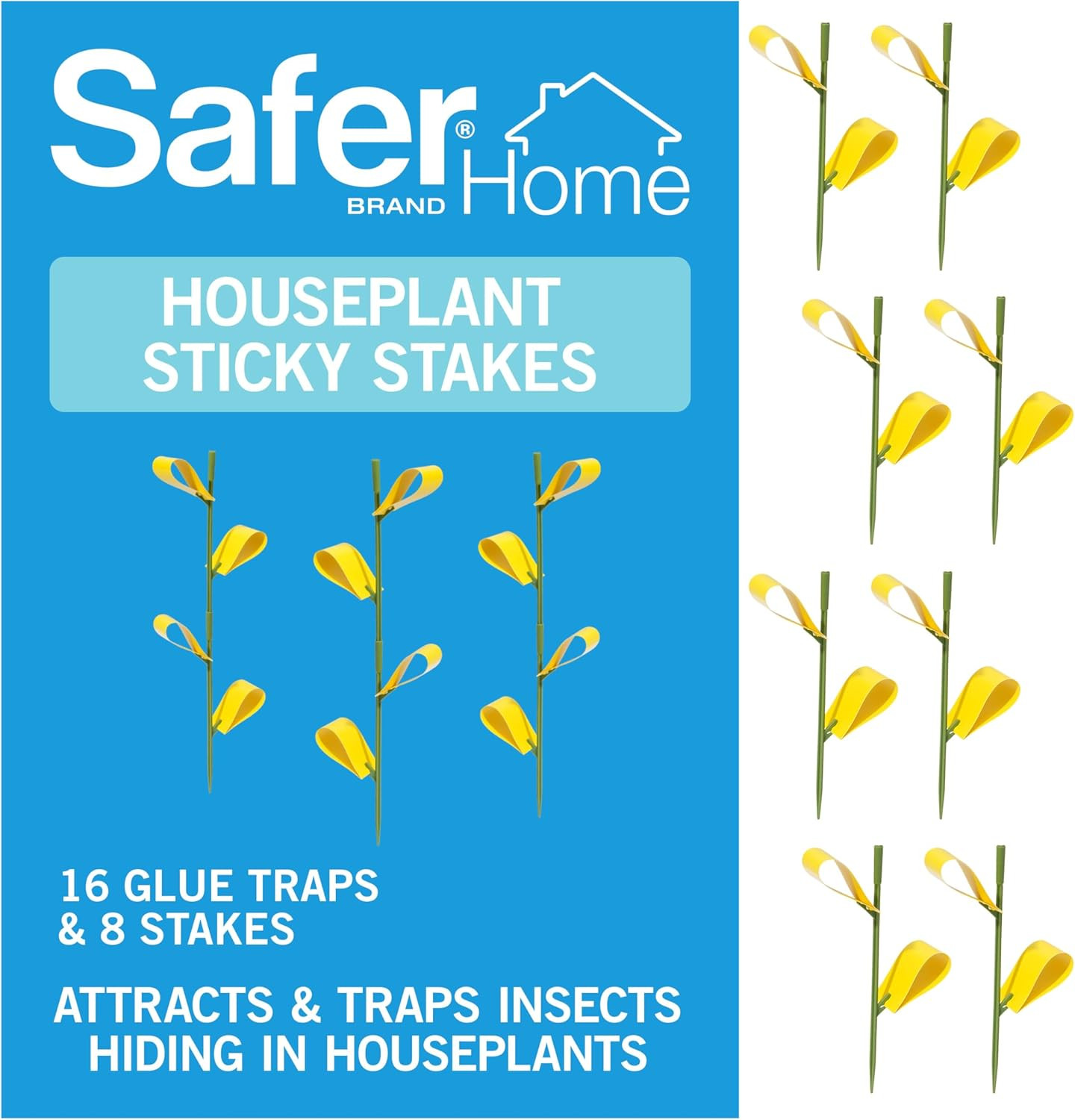 Brand Home SH5026 Houseplant Sticky Stake Insect Traps for Indoor Plants - 16 Tr