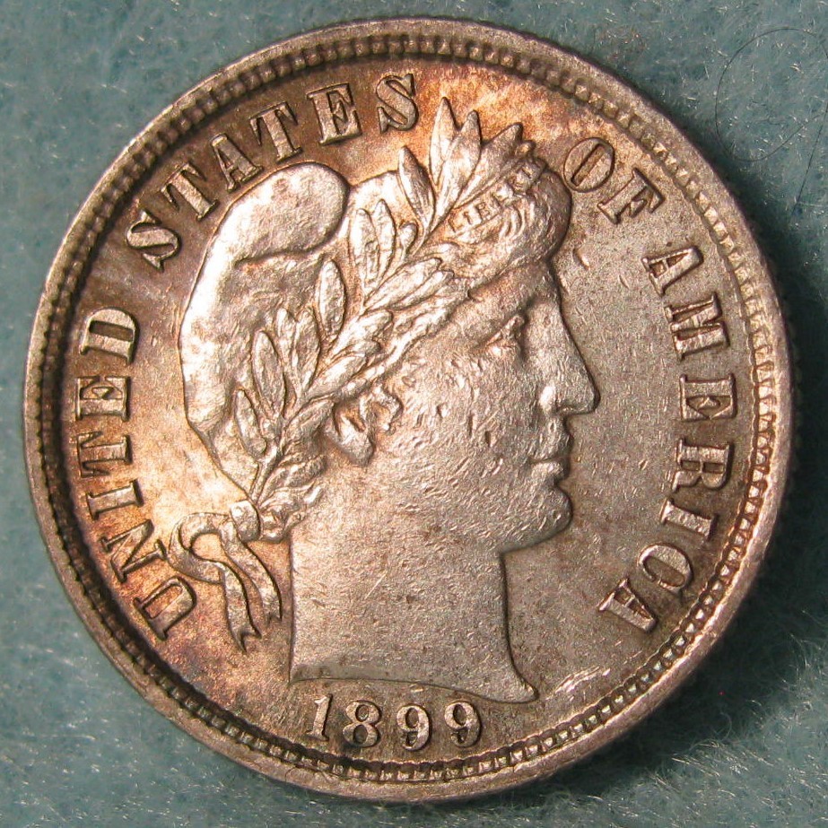 1899 Barber Silver Dime Uncirculated Details Original Luster Old US Coin #515