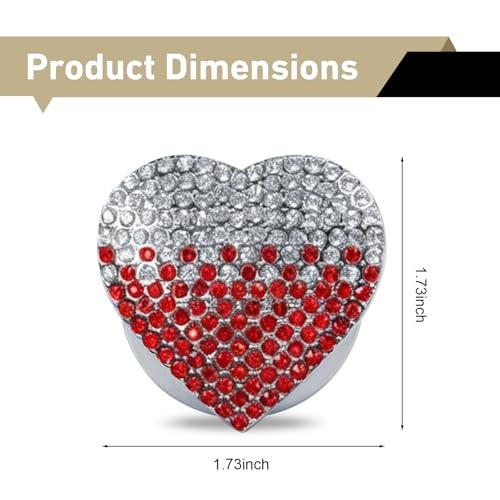 Bling Car Engine Start Button Cover, Cute Heart Rhinestone Auto 1 PC Red White