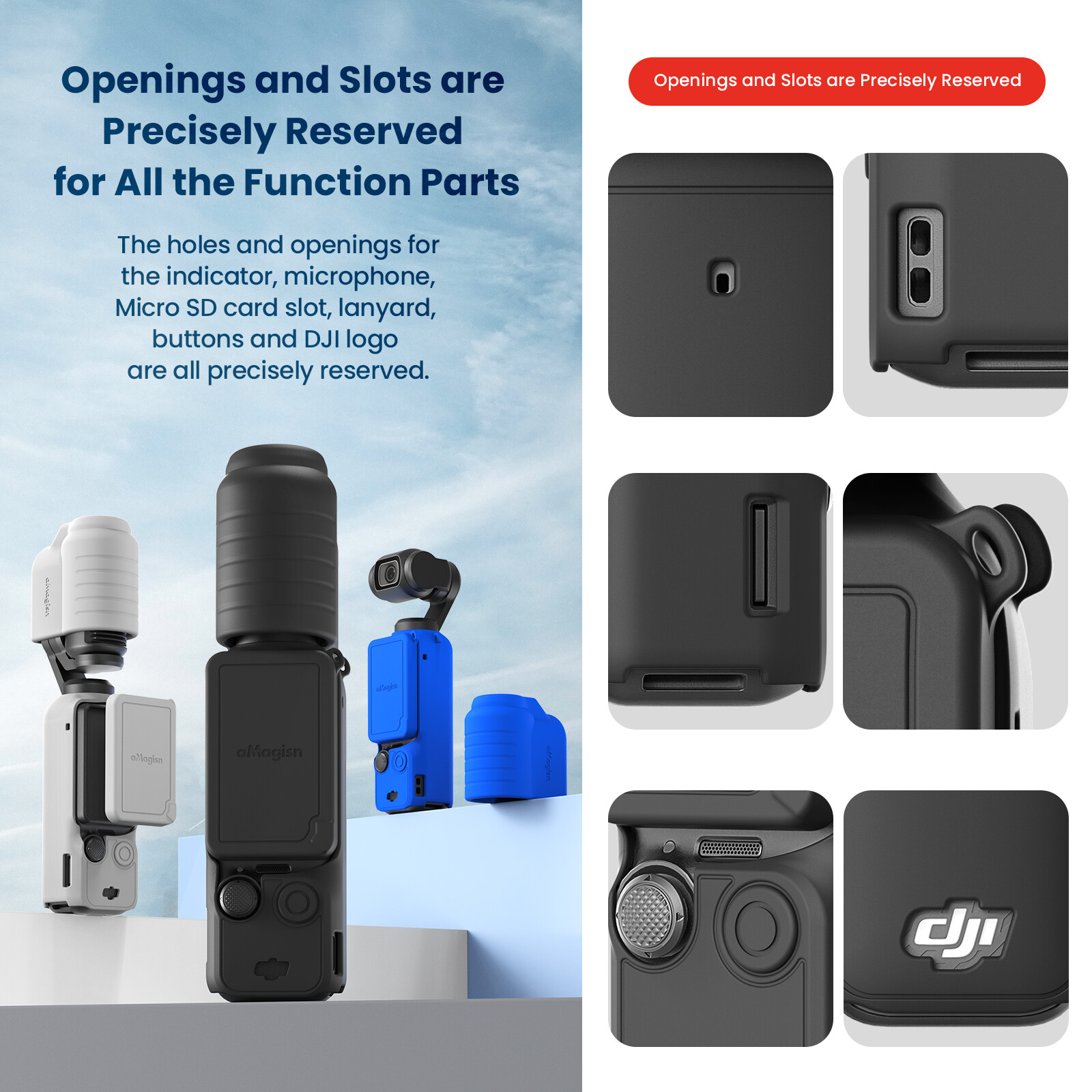 Protective Case for DJI Osmo Pocket 3 Lanyard Lens Cap