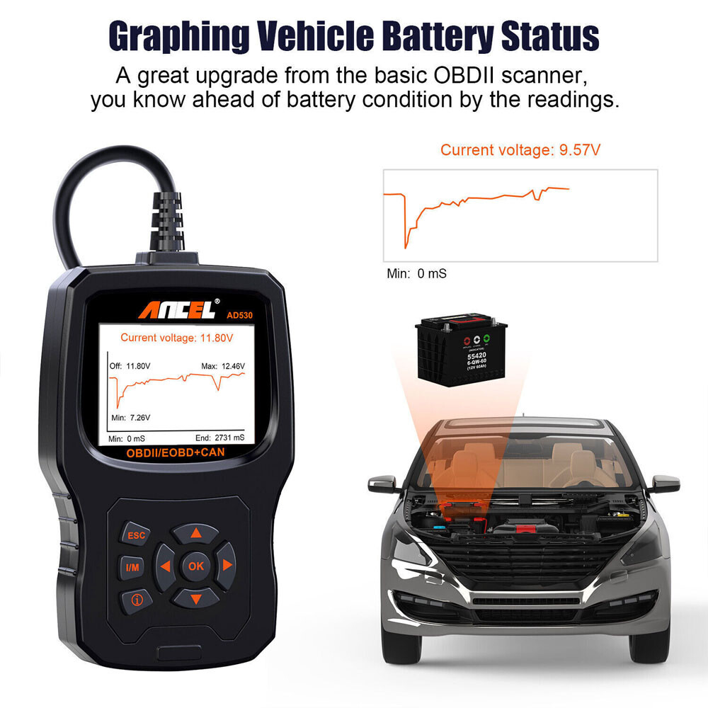 Automotive OBD2 Code Reader Scanner & Battery Test Check Engine Diagnostic Tool