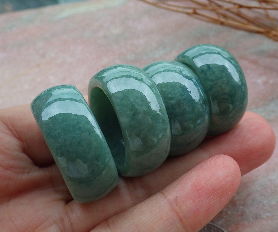 1 piece Certified Burma Green Circle Jade jadeite Ring USA. 6.5 to 15.25 #581440
