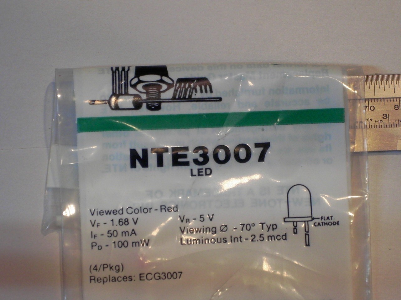 NTE 3007 Red 5V LED Lot of 4 Pcs