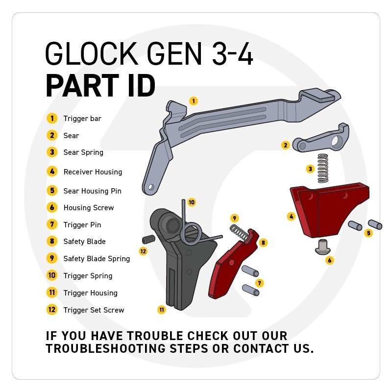 Timney Competition Trigger 3lb Pull RED Alpha Glock 17 19 22 23 34 Gen 3 & 4