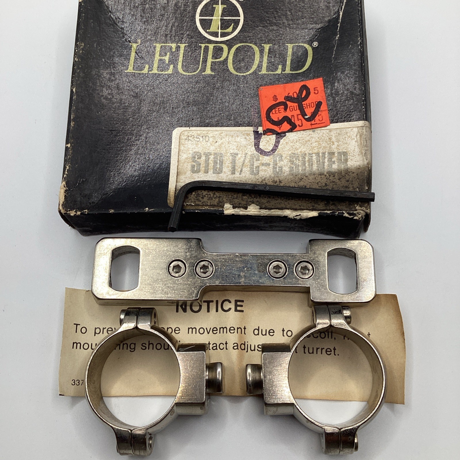 Leupold STD T/C-C Silver One-Base Two 1" Rings 43510 HandGun Mount