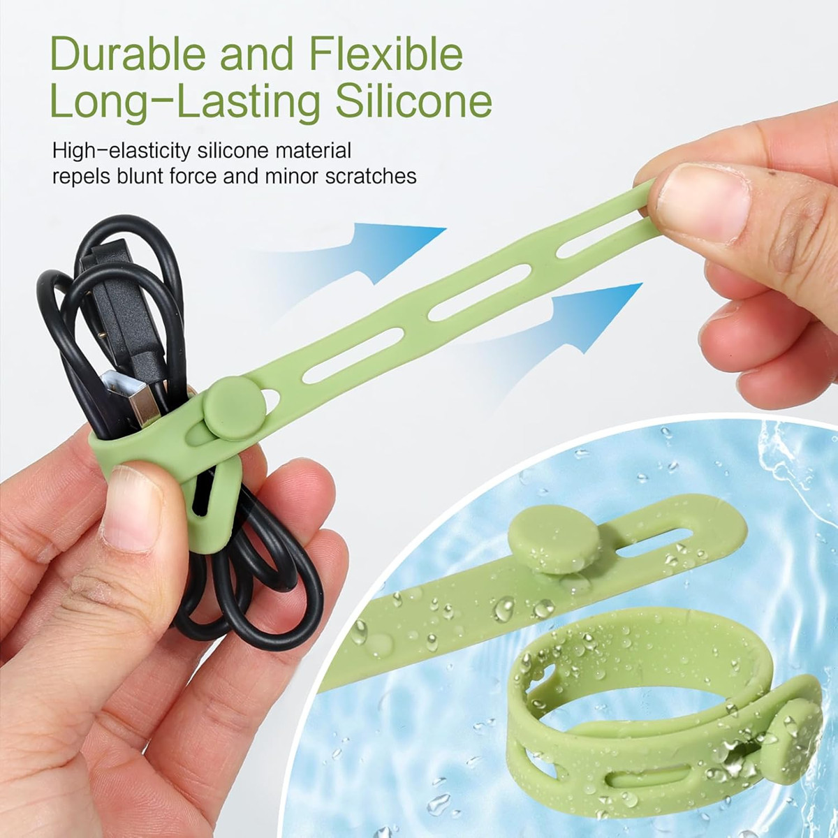 Donruby 24Pcs Silicone Cable Ties - Reusable & Washable with Locking Buckles,