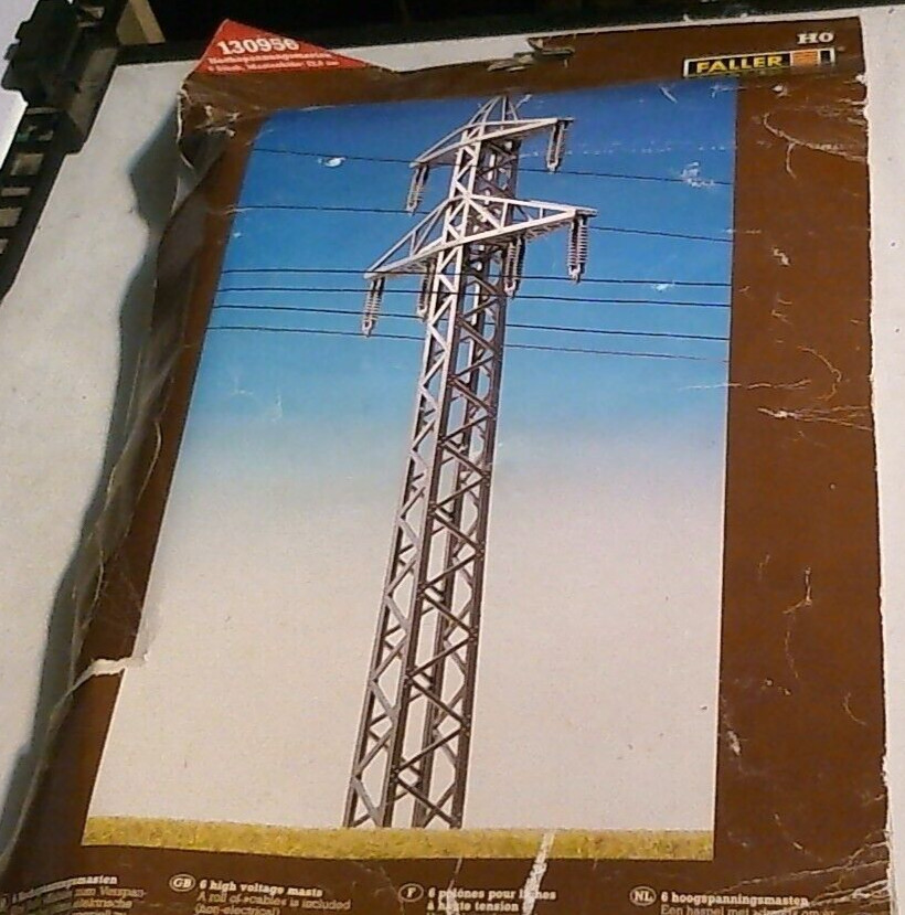 FALLER 130956 ELECTRICITY PYLONS high voltage masts (6) Ho model Kit 1:87