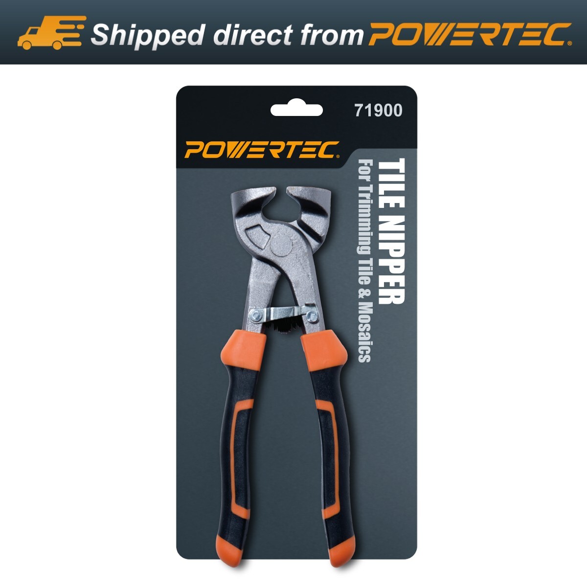 POWERTEC 8 inch Tile Nippers with Ergonomic Grip, for Trimming Tile and Mosaics
