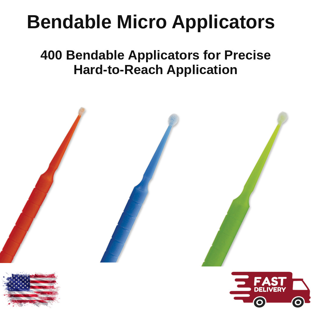 Micro Applicators 400 Count Bendable Disposable 50% Recycled Plastic Dental Use