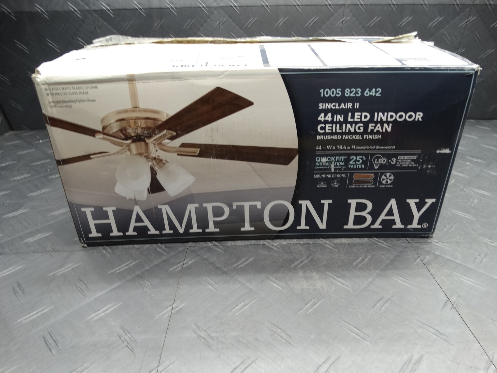 Hampton Bay Sinclair II 44 in. Indoor Brushed Nickel LED Ceiling Fan 1005823642