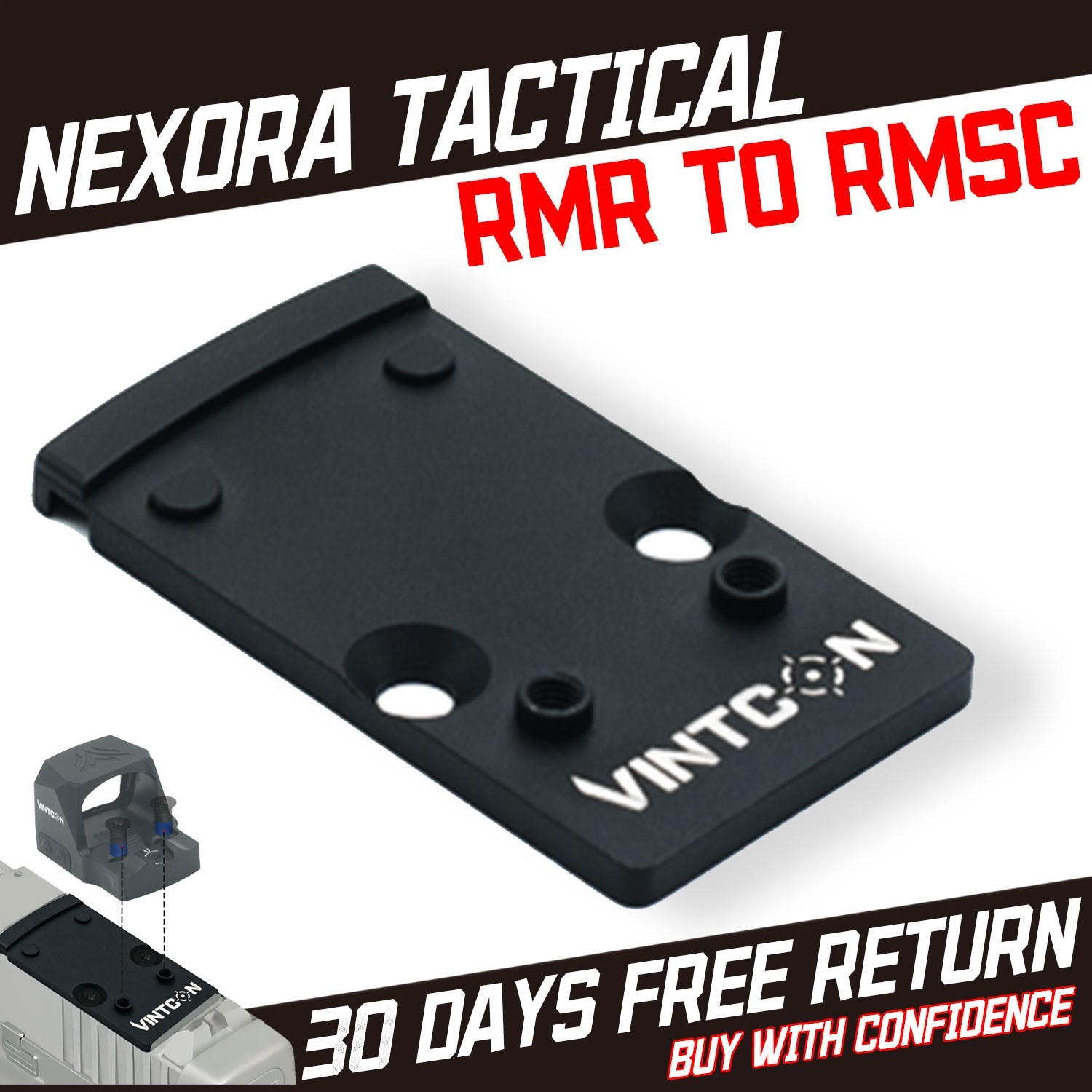 VINTCON RMR to RMSc Adapter Plate For Red Dot Optic Cut