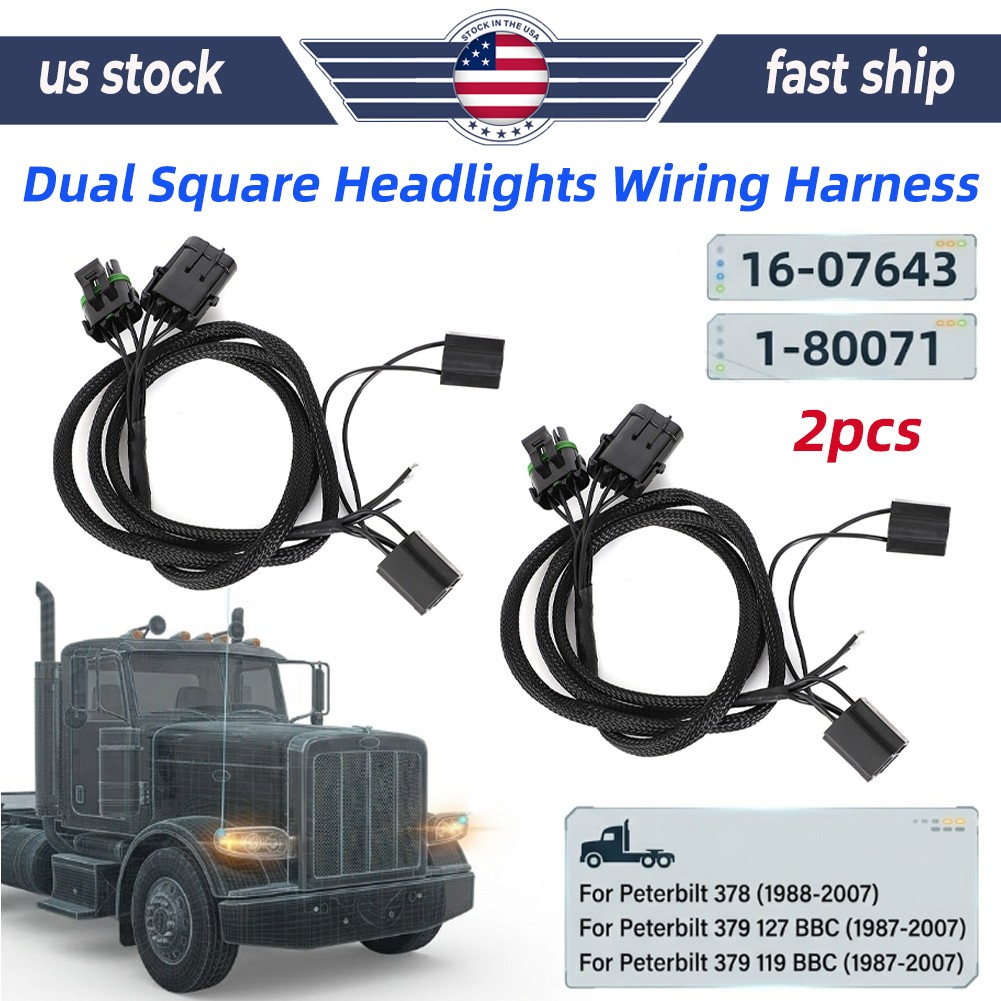 Headlight Wiring Harness For 1988 - 2007 Peterbilt 378, 379 127 119 BBC 16-07643