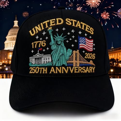 250th Anniversary USA Hat, Adjustable Retro Embroidered Cap for Patriots &