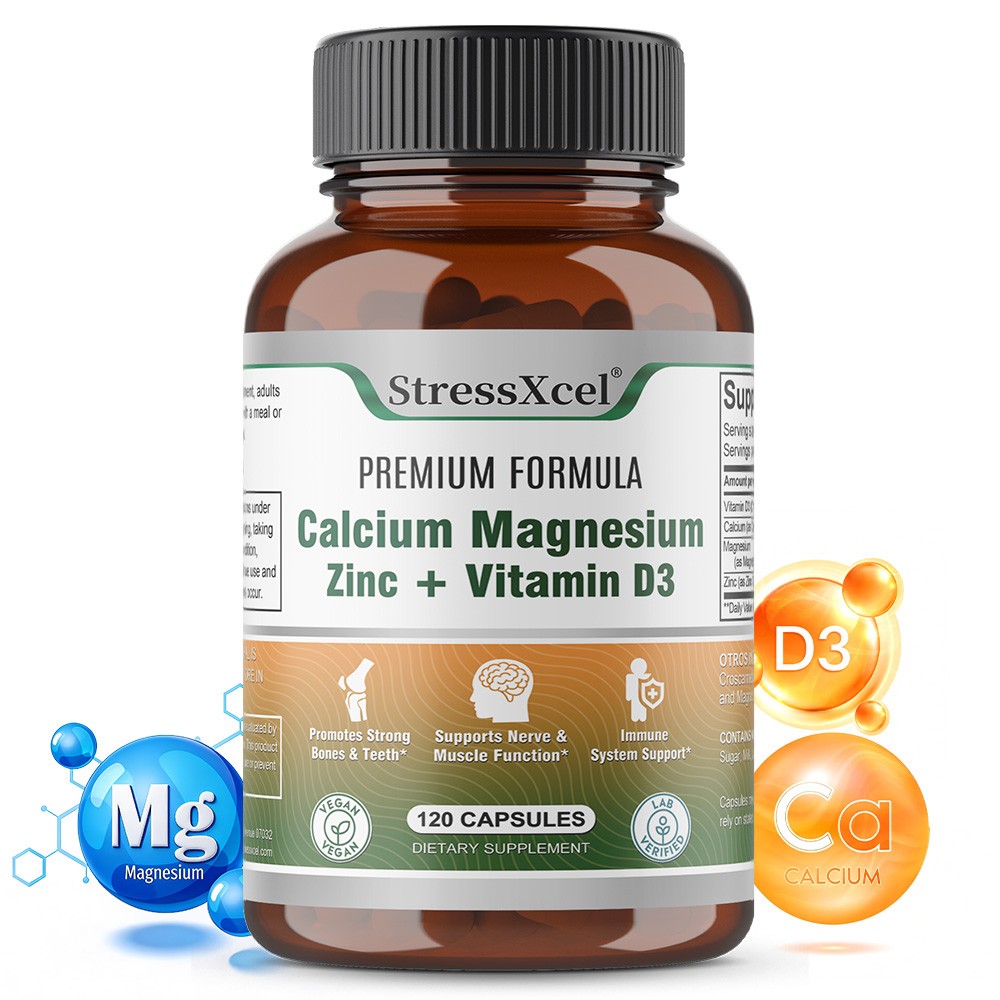 Calcium Magnesium Zinc & Vitamin D3 Promotes Strong Bones & Teeth 30-120Capsules