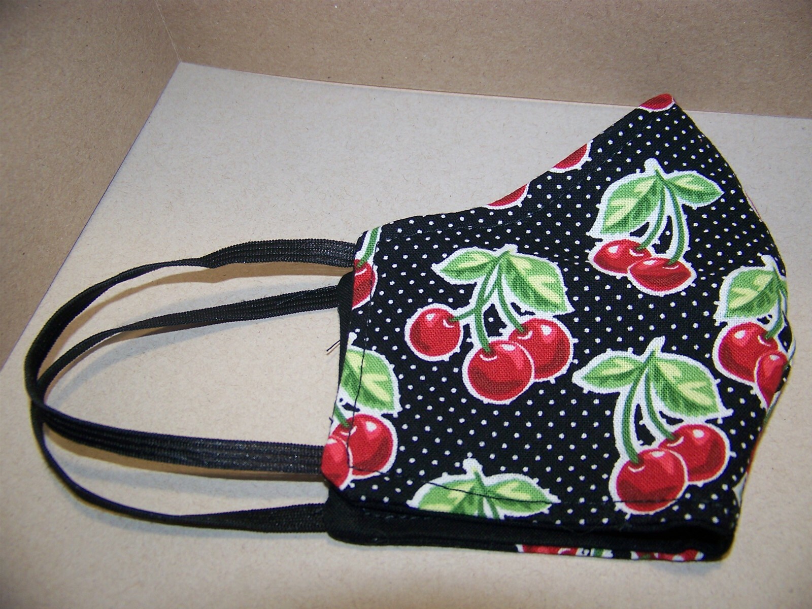 BLACK CHERRIES FACE MASK WOMEN'S CHILDREN'S ROCKABILLY