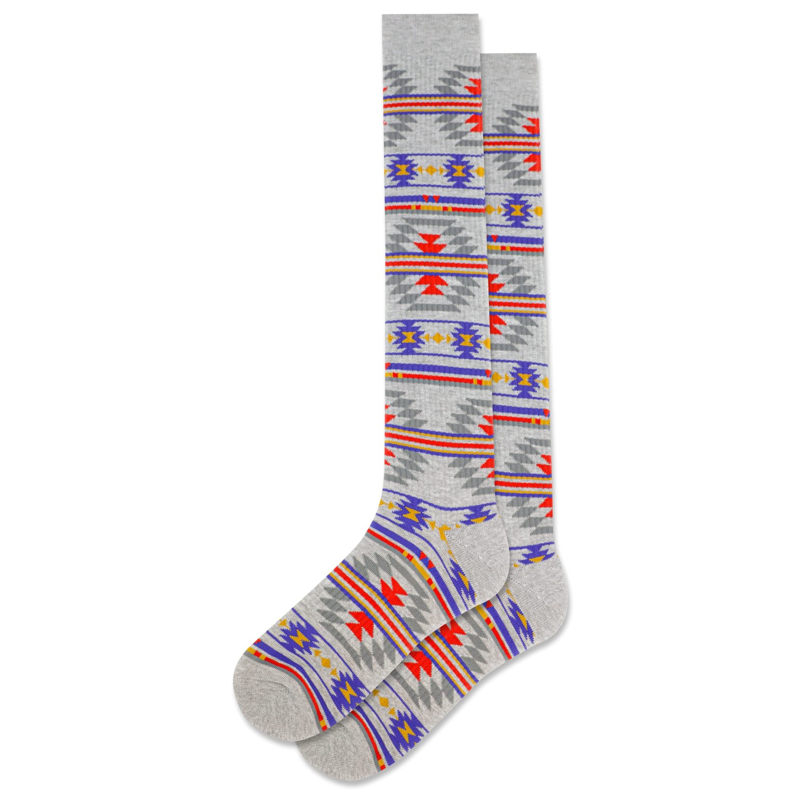 Hot Sox Men's Fun Over The Calf 6-12, Geometric Pattern (Gray Heather)