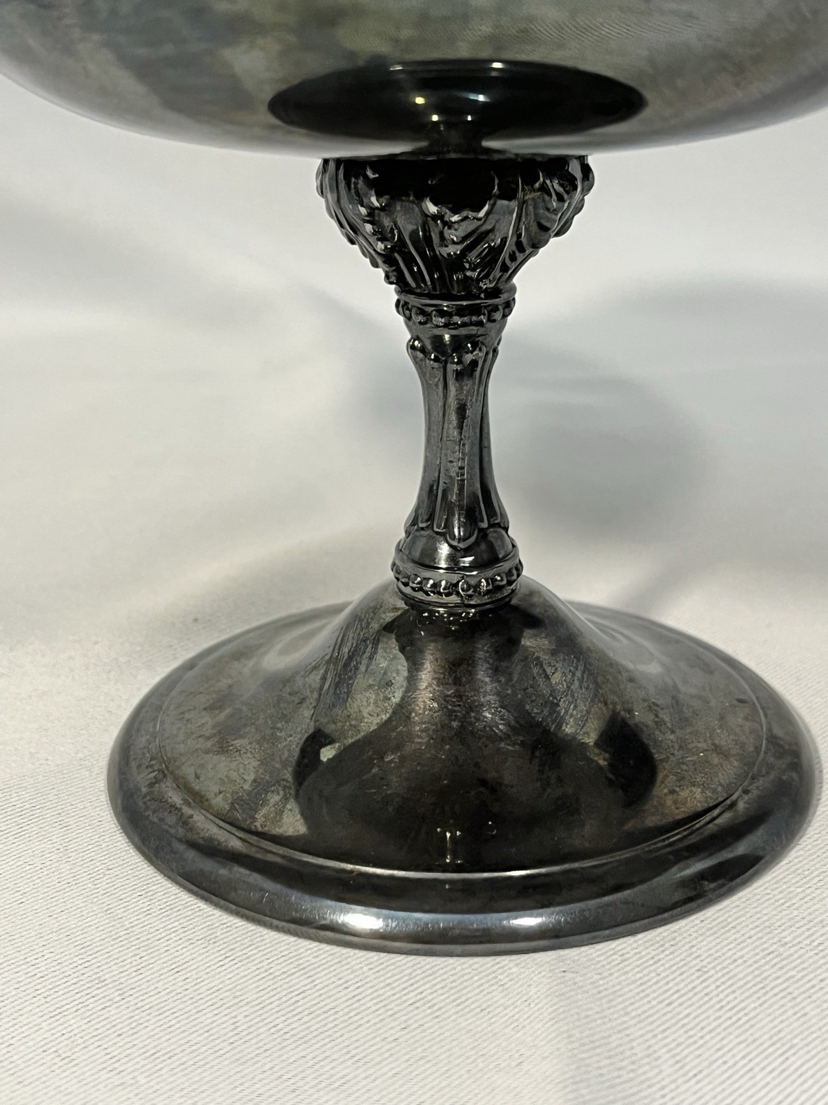 Reed & Barton 141 Red Enamel on Silverplate Footed Compote Dish