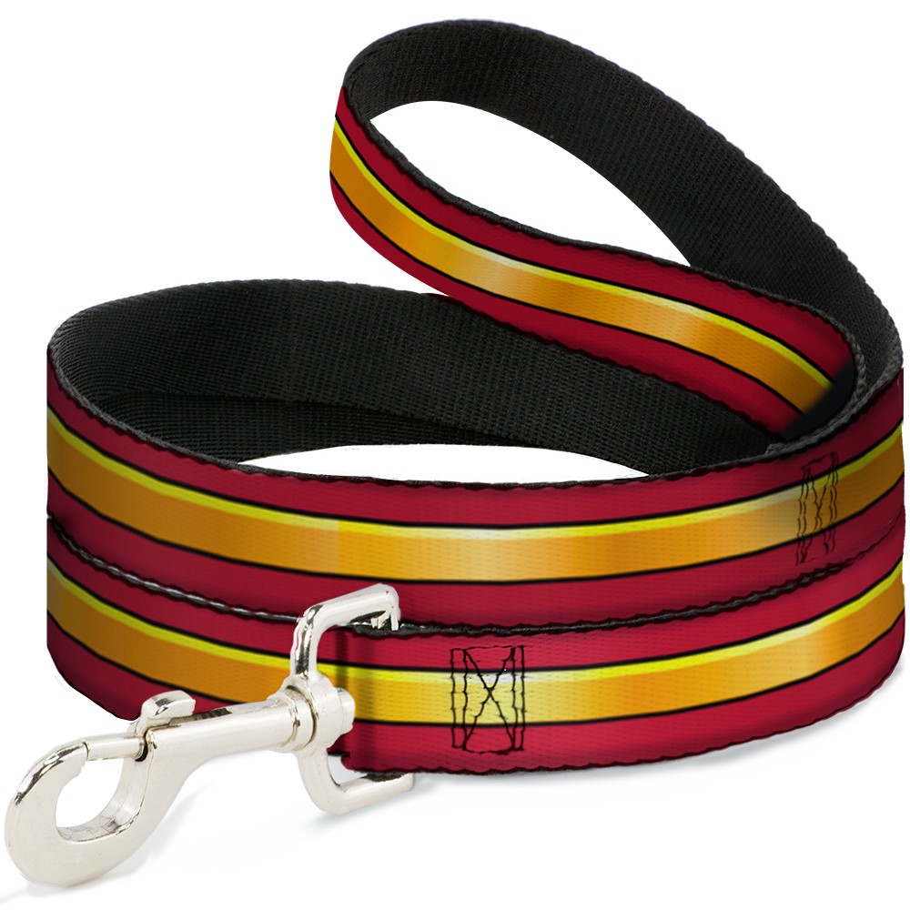 Dog Leash 6-FEET The Flash Stripe Burgundy/Gold