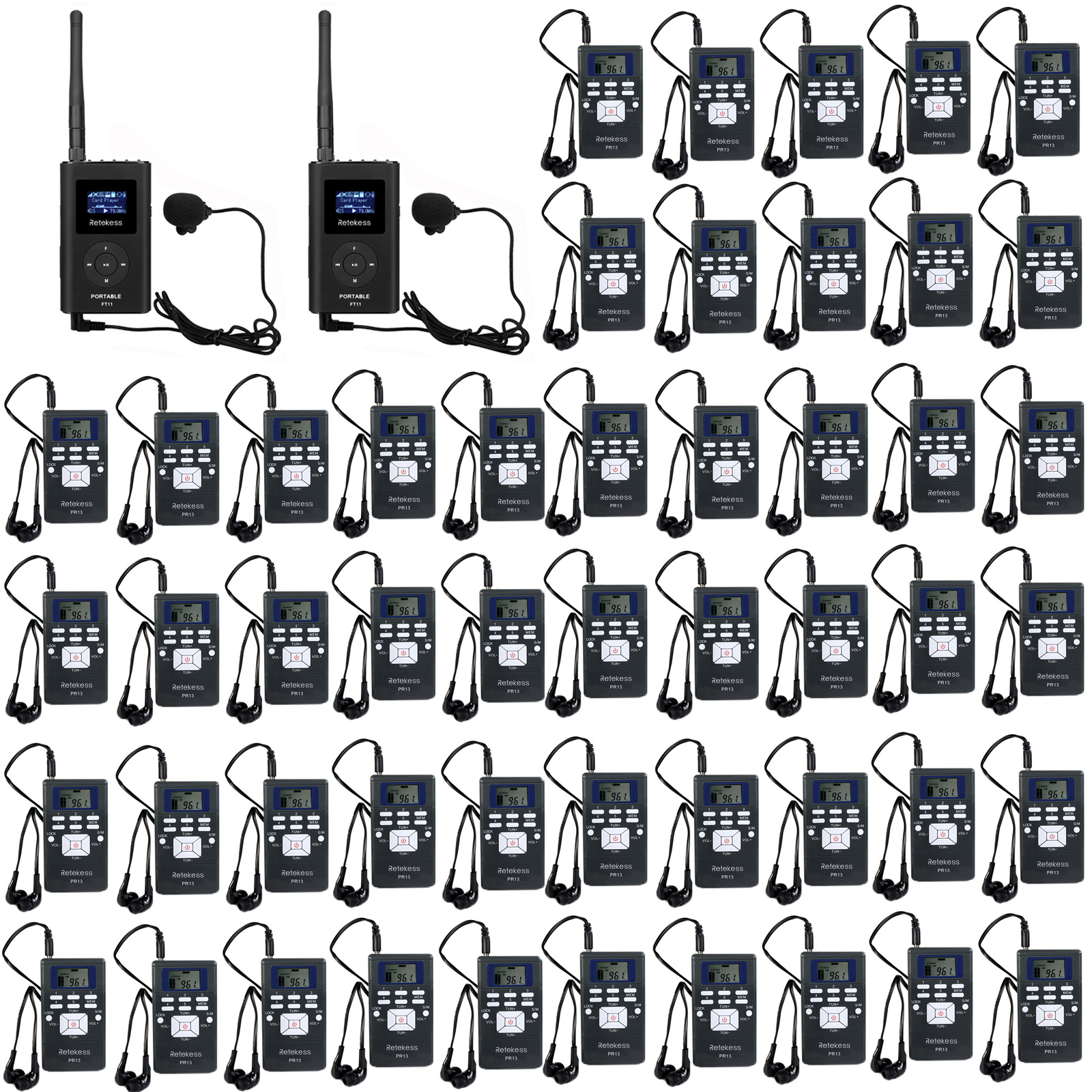 Wireless Assisted Listening Tour Guide System 2 Transmitter 50 Receivers Church