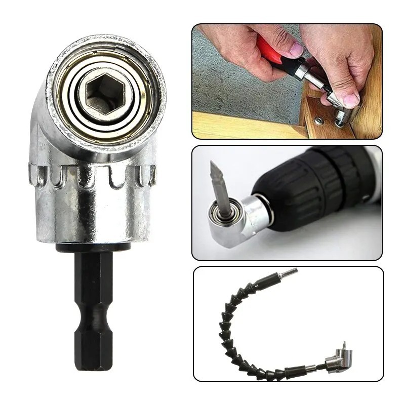 105 Degree Right Angle Drill Attachment 1/4 Hex Shank Extension Socket Adapter