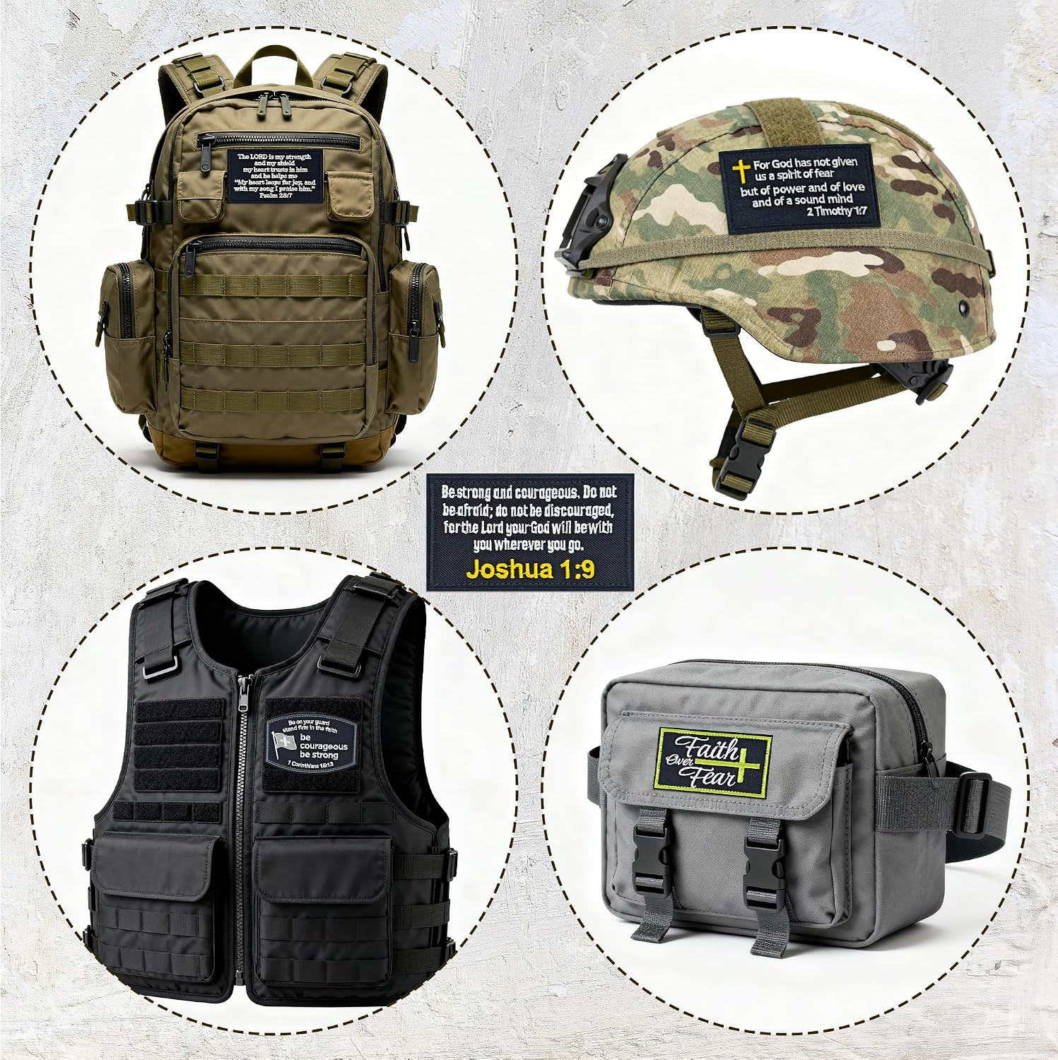 Tactical Christian Cross Patch for Men-8 Pack Military Morale Hook and Loop Patc