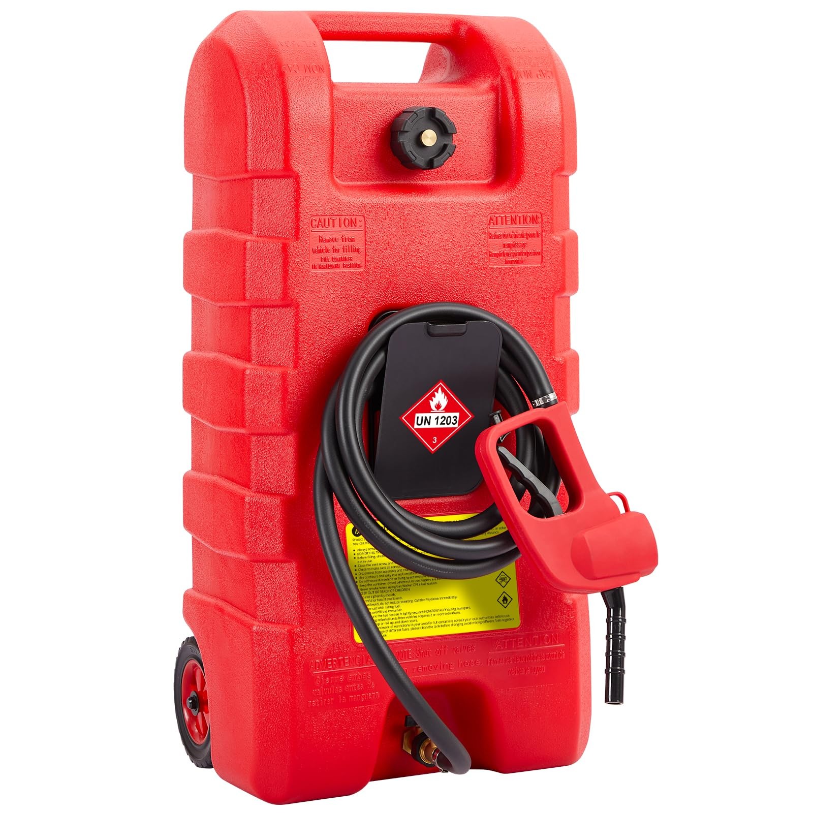 15 Gallon Fuel Caddy Portable Gas Tank Diesel Fuel w/ Transfer Pump & 10FT Hose