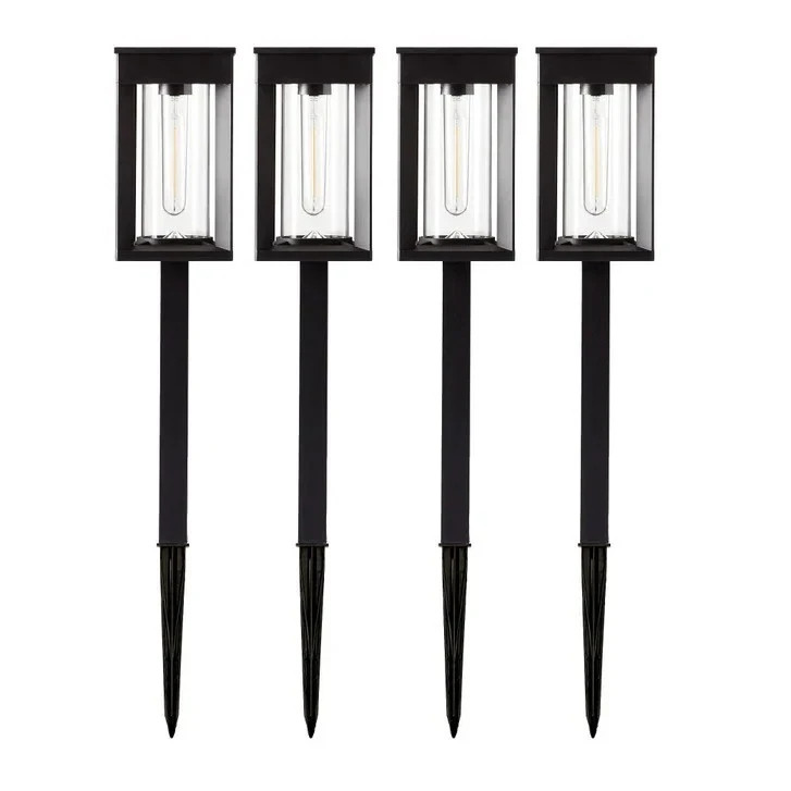 GTX Solar LED Pathway Lights, Stainless Steel Construction with Glass, 4-pack
