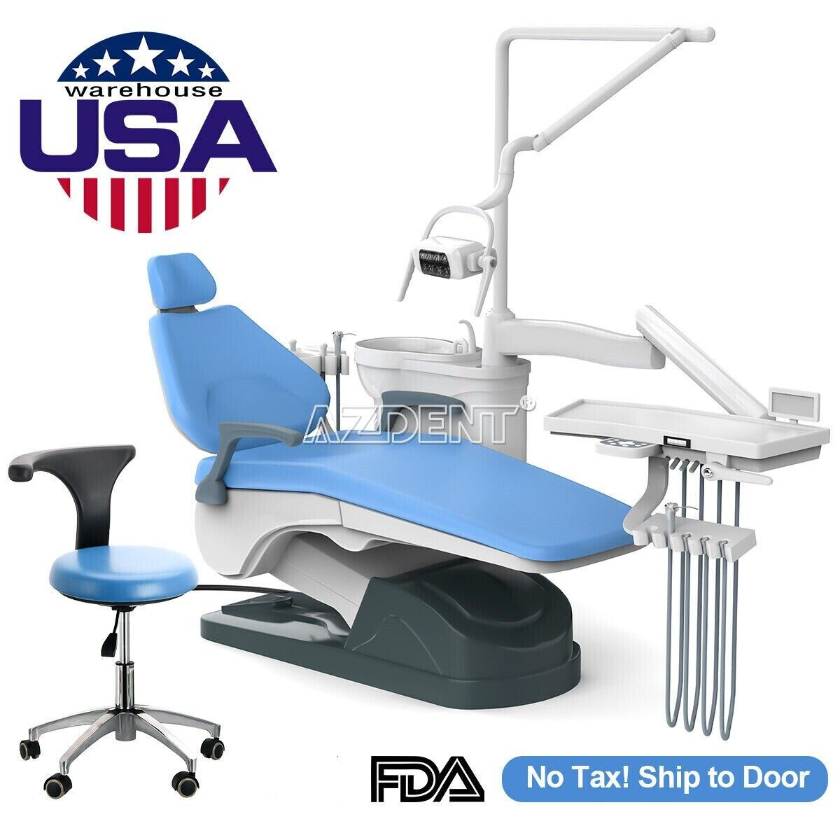 Dental Unit Chair Computer Controlled DC Motor PU Leather Stool/Handpiece 4 Hole