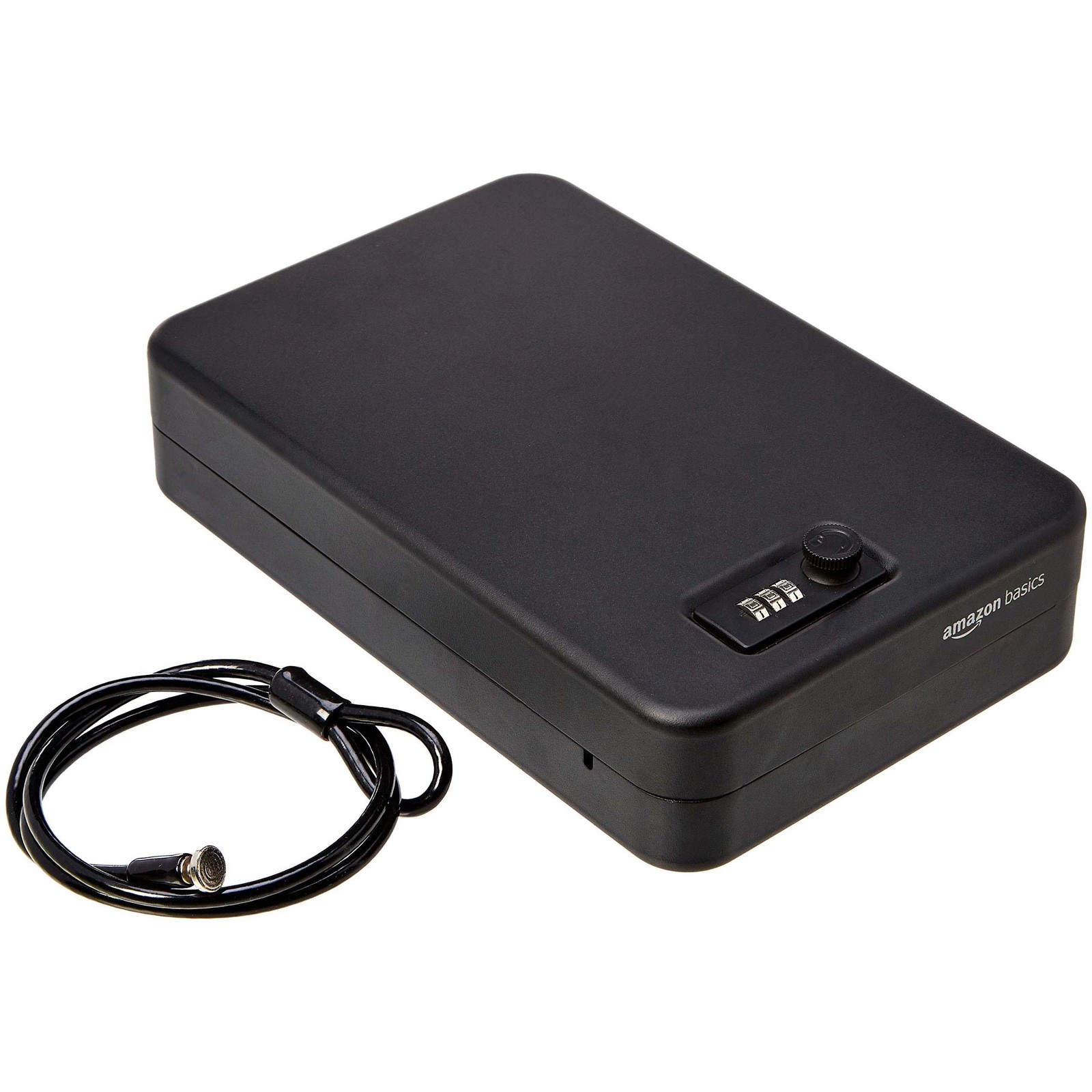 Amazon Basics Portable Security Case Lock Box Safe with XXL, Black