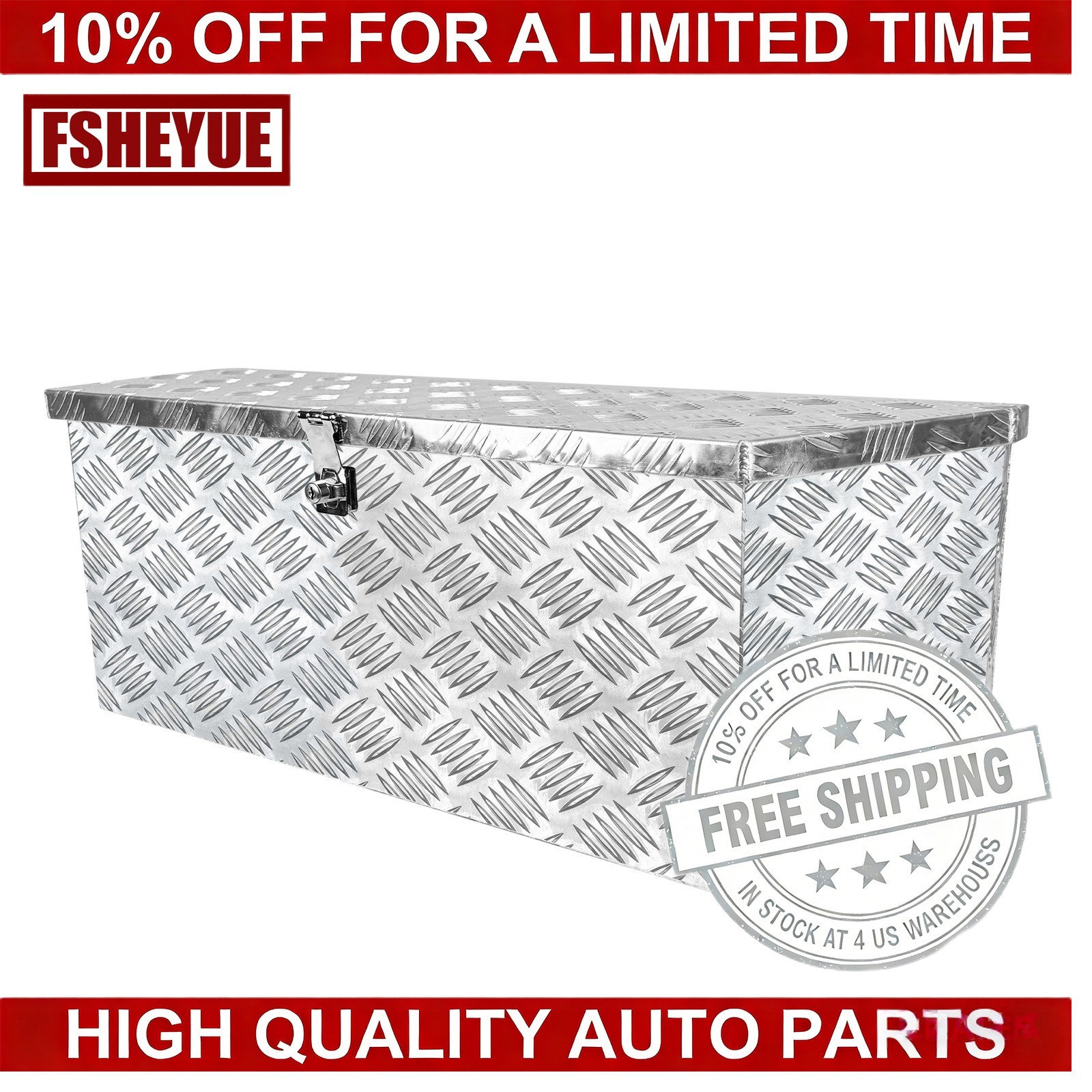 Aluminum Heavy Duty Trailer Tongue Tool Box 35" X 12" X 12" Silver With Keys