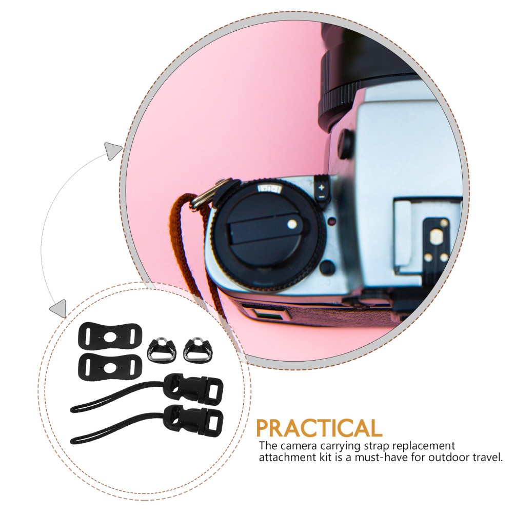 1 Set Reusable Camera Strap Adapter Clips with Lug Rings Black ABS