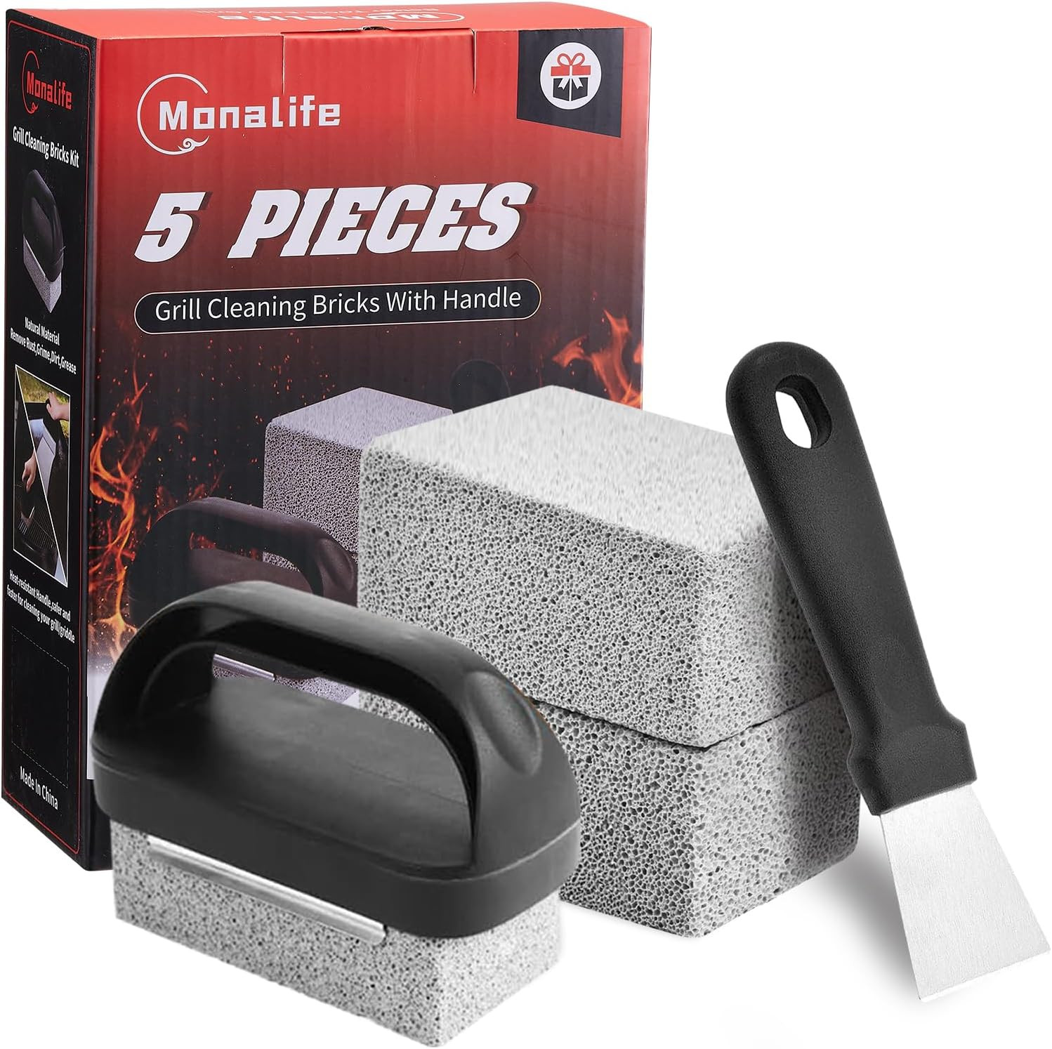 Grill Cleaner with Handle,Grill Cleaning Kit Tool for Blackstone Accessories,Gri