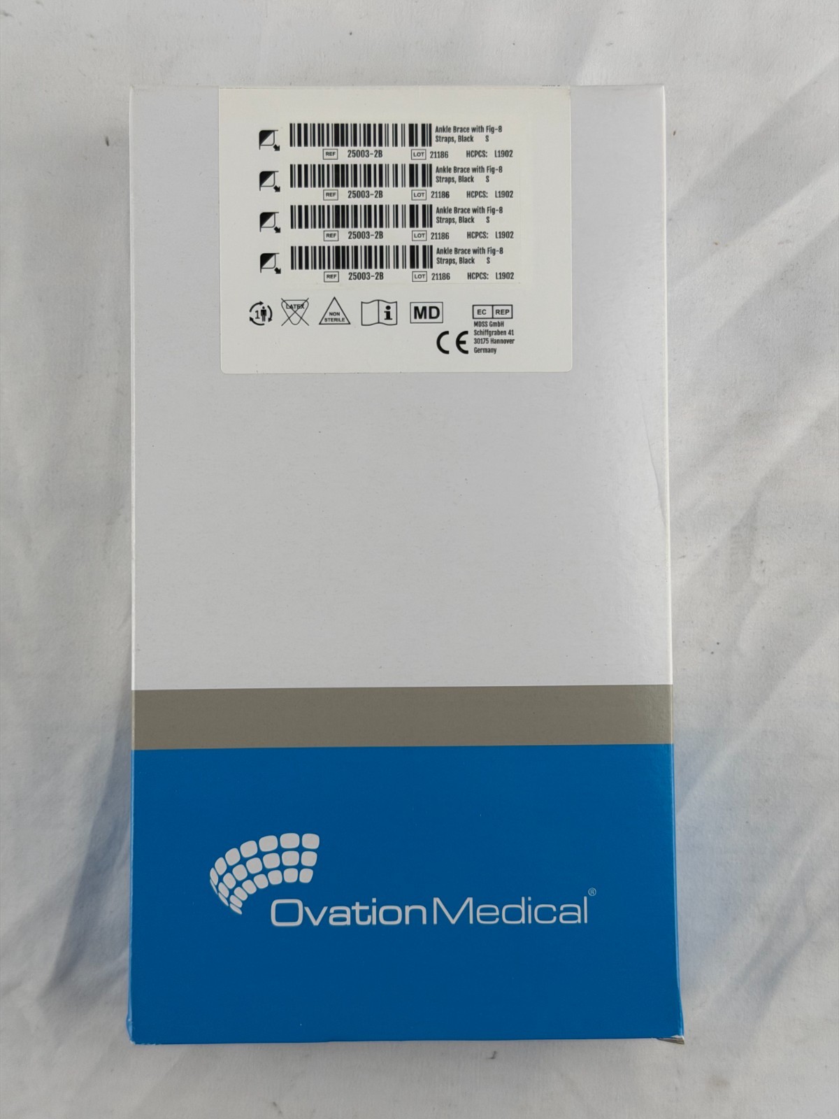 Ovation Medical Nu-Form Ankle Brace with Fig-8 Straps Black Small
