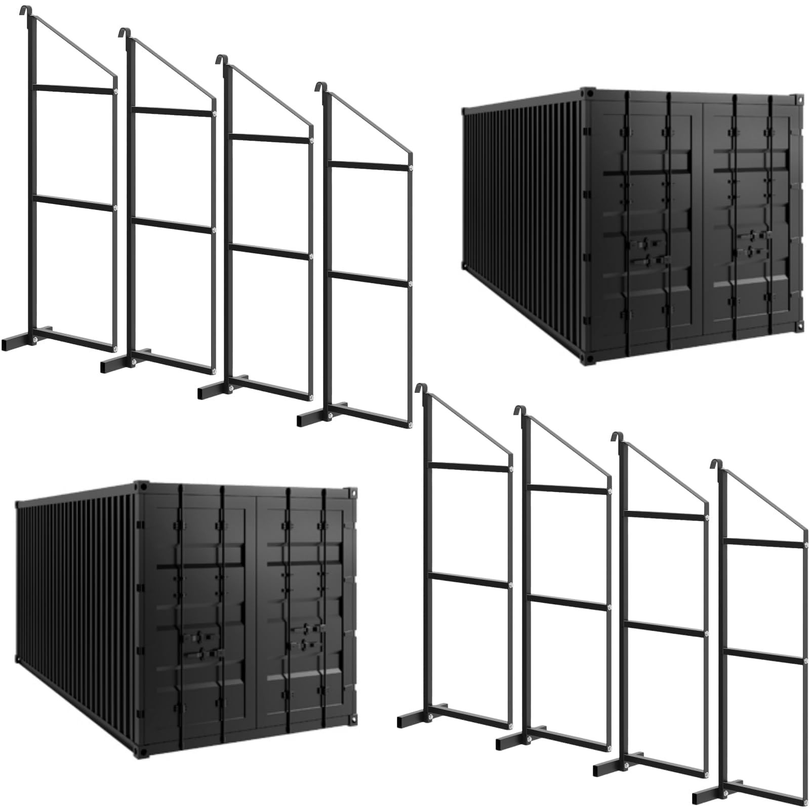 4 Pack Shipping Container Shelving Shelf Brasket 3-Tire Pipe Rack 60"H 1100 lbs