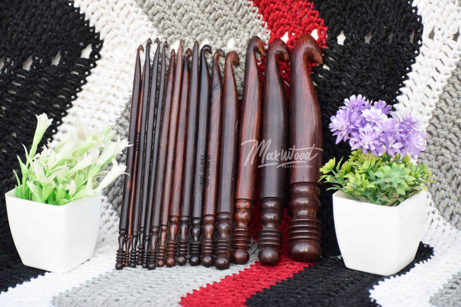 Wooden Crochet Hooks-Crochet Hooks-Rosewood New Design Crochet Hooks Set of 15