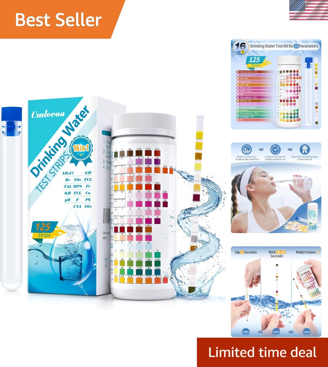 16 in 1  Water  Kit - 125  Strips for Safe Aquatic Environments