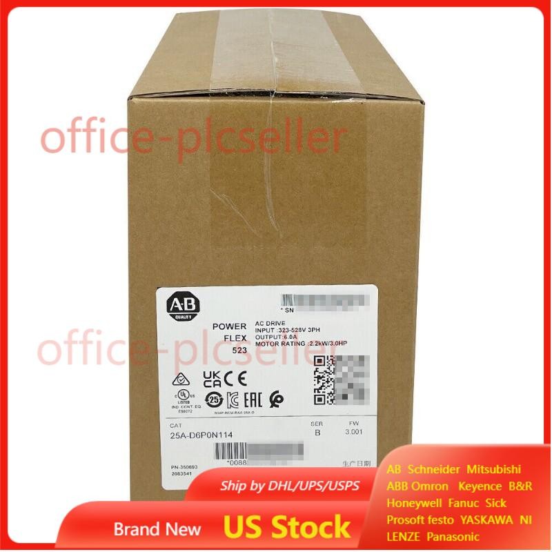 Allen-Bradley 25A-D6P0N114 PowerFlex 523 2.2kW (3Hp) AC Drive Surpl US Free Tax