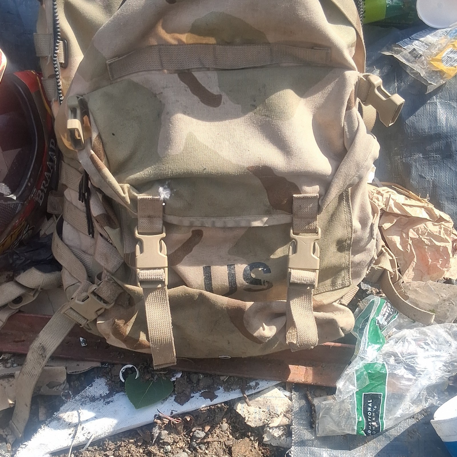 US Desert Camo Military Backpack Rucksack Field Pack - Militaria
