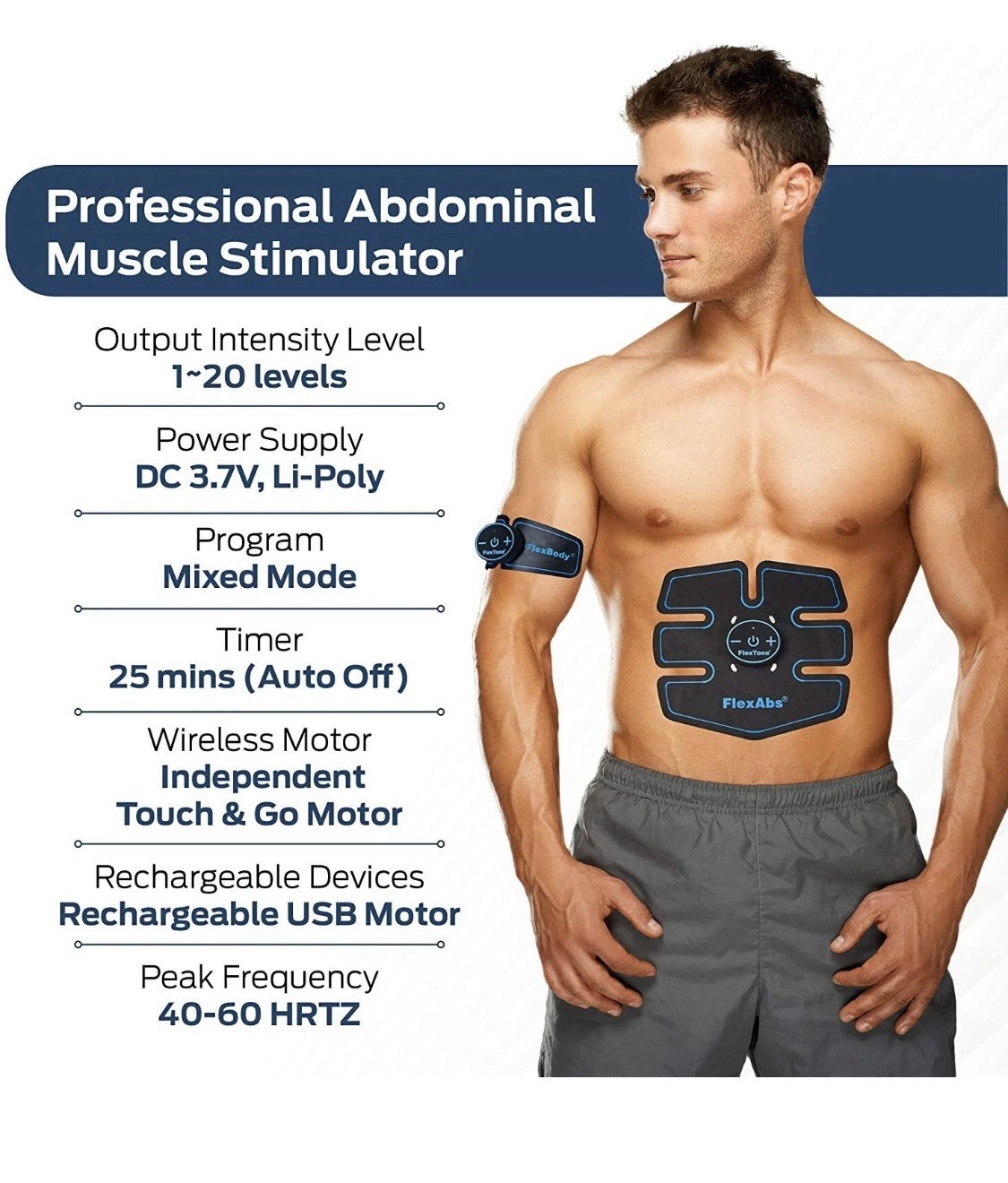 Abs Stimulator Muscle Toner FDA Cleared Rechargeable Wireless EMS Massager